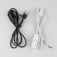 Câble d'alimentation 5V 15M USB mâle vers 2 fils avec bouton en plastique pour ruban LED 2A, ampoule, lampe, éclairage DIY