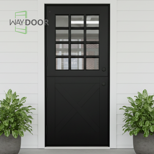 Puerta Principal de Madera de Caoba Africana Sólida, Estilo Holandés, Resistente a la Intemperie, con Vidrio de 12 Paneles, Fabricada a Medida - Product Image 2