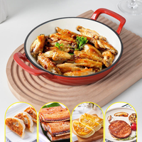 Petite poêle à frire en fonte émaillée antiadhésive à double poignée, plaque de cuisson, poêle à frire, compatible gaz et induction