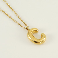 Collier pendentif lettre initiale 18K or métallique acier inoxydable image ballon lettres chaîne Type collier