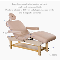 Table de massage en bois de style chinois avec grand rangement, lit de spa incurvé réglable en hauteur pour salon, fabriqué en bois massif
