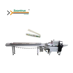 Automatic paper drink straw plastic flexible straw packing machinery candle chopstick spaghetti packaging machine
