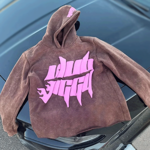 Custom Logo Streetwear Vintage Acid Wash Custom Puff Print Hoodie 600 Gsm Heavyweight Oversized French Terry Puff Print Hoodies