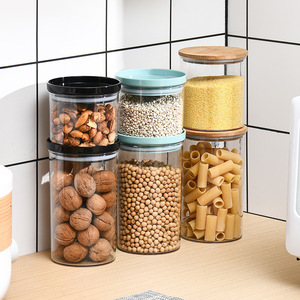Round Moisture Proof Food <b>Storage</b> Jar Plastic Airtight Container Kitchen Grain Cereal <b>Storage</b> Cylinder Shape <b>With</b> Plastic <b>Lid</b> - Product Image 4