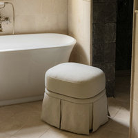 Meubles contemporains pour la maison : Pouf de salon, tabouret rond, banc, ottoman de salle de bain avec bord festonné, en lin plissé de designer, à vendre