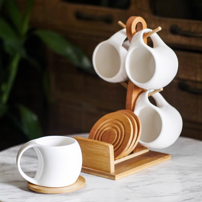 Unique Shape 200ml White Ceramic Coffee Mug - Artistic Porcelain Cappuccino  Cup for Tea, Water, and Espresso, Customized Logo Accepted