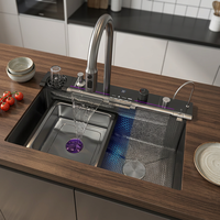Robinet de douche cascade noir, gris, blanc, argenté, évier de cuisine à cuve unique en acier inoxydable 304 et laiton, taille personnalisée OEM ODM