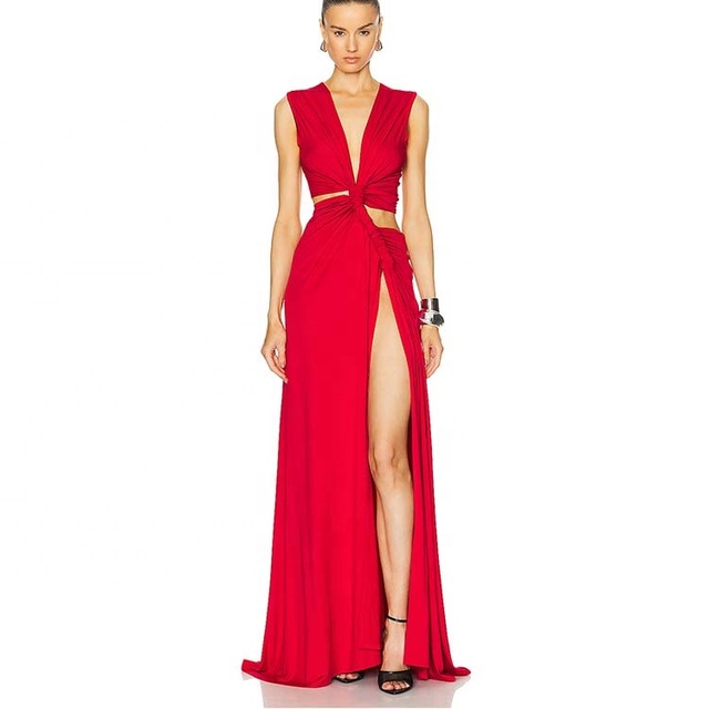 High Quality Custom Luxury Formal Evening Dresses in Red for Women Elegant Female Dress