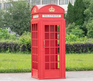كبير في الهواء الطلق الأوروبي خمر ريترو معدن البخار OEM كشك الهاتف الحديد كابينة حمراء كشك الهاتف لبار ديسكو الديكور - Product Image 2