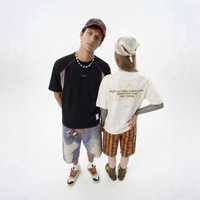 T-shirt Homme Col Rond Manches Raglan Respirant Mélange Coton Coupe Ample Motif Lettres Printemps-Été 2026
