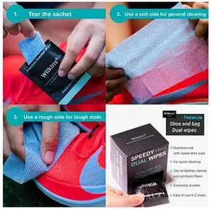 Individually Packed Leather Sneaker Disposable Cleaner Shoe Clean Polish Shine Wet Wipes For Shoes