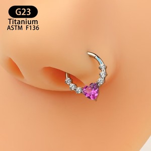 Anneau de nez en titane G23 en forme de cœur de 8 mm avec sertissage à griffes en zircon pour bijoux de piercing - Product Image 4
