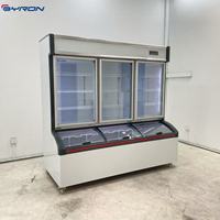 Réfrigérateur-congélateur combiné BYRON 3 avec porte vitrée, refroidissement mécanique par ventilateur, 380L-1200L, froid supérieur, congélation inférieure, éclairage LED pour plus de commodité
