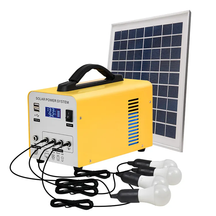 Off Grid 10w 50w illuminazione domestica per esterni montaggio solare di emergenza campeggio casa usato sistema di energia solare Mobile