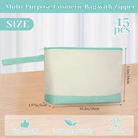 Pochette de maquillage personnalisée en toile, pochette cosmétique bicolore avec logo, fermeture éclair, vente en gros OEM
