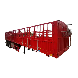 Semirremolque de carga de 3 ejes, 4 ejes, 12 neumáticos, capacidad de carga de 40-60 toneladas con valla de acero de remolques de camiones de fábrica china - Product Image 1