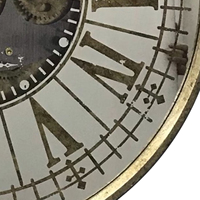 Usine personnalisée grand luxe or engrenage mobile squelette miroir impression horloge murale ronde