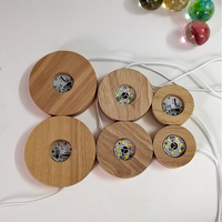 Supports de veilleuses à longue bande USB lampes rondes Bases lumineuses en bois Bases LED tactiles à distance 3D fente en bois peut Bases lampes chambre