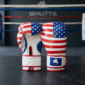 Guantes de Boxeo de Piel Sintética con Diseño de Bandera Americana Modelo 2125 de Bhutta Enterprises, con Molde Hecho a Mano en Pakistán - Product Image 3