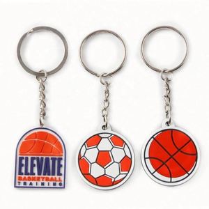 Llavero Promocional de PVC Suave 2D, Llavero de Silicona con Diseño de Balón de Fútbol o Baloncesto, Llavero de Goma Kawaii con Logotipo Personalizado - Product Image 1