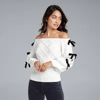 Pull tricoté Sexy pour femmes, top en tricot avec nœud décoratif, sans bretelles, Logo personnalisé, automne/hiver, 2021