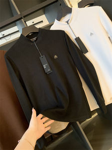 T-shirt Homme Col Rond Manches Longues Coupe Droite en Fibre de Polyester Jacquard 220g, Très Élastique, Décontracté et Tendance, Printemps-Automne - Product Image 6