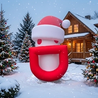 Bonhomme de neige gonflable géant d'extérieur avec chapeau et barbe de Père Noël, personnage gonflable de Noël personnalisé pour la décoration des centres commerciaux et des jardins en période des fêtes