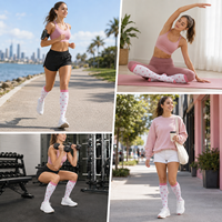 Chaussettes de compression sportives montantes respirantes et absorbantes en nylon et élasthanne pour femmes