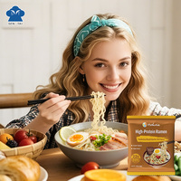 Ramen végétal riche en protéines (22g) non frit, à l'huile d'ail noir Tonkotsu, sans OGM, faible en calories et faible en glucides, en sachet