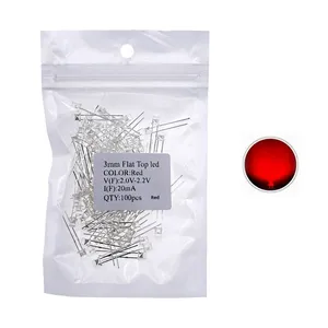Высокая яркость 3 мм плоская светодиодная лампа бисер белый красный синий зеленый желтый теплый белый оранжевый розовый фиолетовый-100 штук оригинальный бренд - Product Image 4
