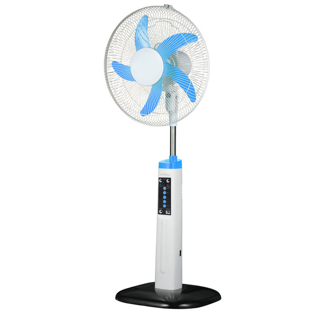 Hot Selling AC DC 16 Inch 5 Blades Rechargeable Electric Power Solar Panel Energy Rechargeable Fan with Led Light
