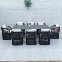 Ensemble de meubles de jardin modernes et minimalistes, tables et chaises, résistantes à l'eau et aux UV, en alliage d'aluminium, pour patios, villas, jardins, balcons