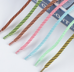 เชือกทวิลสองสี 100% ผ้าฝ้าย หัวพลาสติก สายรัดรองเท้าแบบเคลือบสีผสม สำหรับกระเป๋าและรองเท้า - Product Image 1