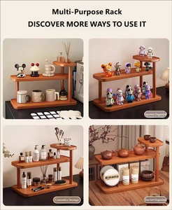 Estantes de Exhibición Modernos de Madera de Nogal Negro de Tres Niveles para Almacenamiento de Bebidas en la Cocina y Portavasos - Product Image 4