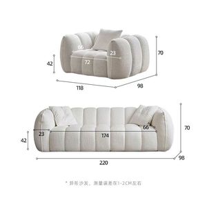Sofá Moderno de Tela con Diseño Acolchado, Estilo Bouclé, Curvo, para Sala de Estar - Product Image 6