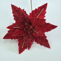 Fleurs de Poinsettia Artificielles en Polyester Faites à la Main, Décorations de Noël, Décoration Intérieure, Taille Personnalisée, Montage Mural, Cérémonie, Fêtes