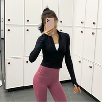 Mantel Olahraga Musim Panas Wanita Populer di Internet Seksi Elastis Tinggi Yoga Cepat Kering Pakaian Luar Lari Latihan Kebugaran