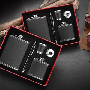 Ensemble de flacons à liqueur personnalisés, cadeau, whisky, acier inoxydable, luxe, homme, 5 pièces, boîte de flacons à liqueur avec tasse - Product Image 5