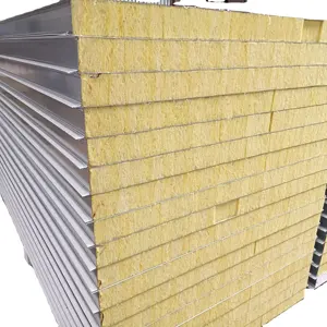 Building Materials Prefab House Rock Wool Sandwich Panel Fireproof Wall Board Roof