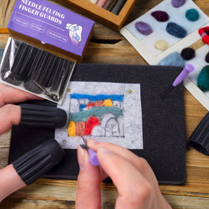 3 Stuks Zwarte Kleur Naaldvilten Vingerbeschermers Voor Handwerken - Product Image 1