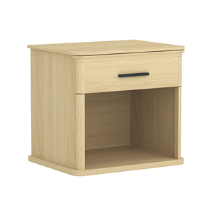 Nightstand In Natural Oak With Drawer And <b>Open</b> Shelf <b>Storage</b> For Bedroom Use - Product Image 6
