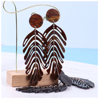 New Fashion Cellulose acetat Feder förmige Baum blatt Ohrringe Große geometrische Quaste Schmuck Harz Acryl blatt Tropfen Ohrringe