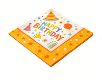 Serviettes jetables écologiques orange vif sur le thème de l'anniversaire pour la décoration de table de fête