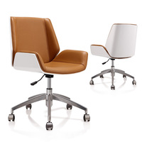 Chaises de bureau modernes en bois et cuir pour visiteurs et invités, avec roulettes roulantes, pour bureau à domicile
