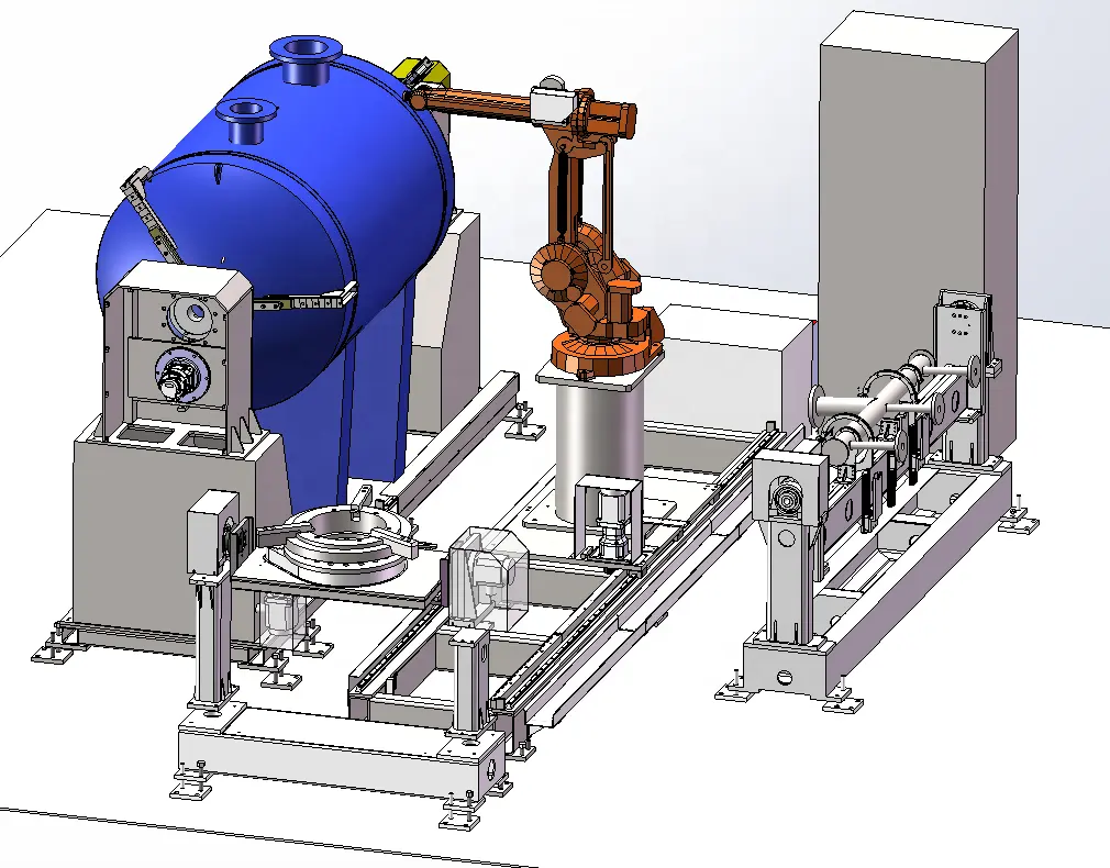 Mesin las otomatis robot tangki tekanan, mesin las otomatis untuk jahitan lurus melingkar port pengelasan