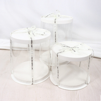 Boîte à gâteau carrée noire transparente en acétate de plastique de 6, 8, 10, 12 pouces avec couvercle et poignée, idéale pour les mariages, 10 x 10 x 6