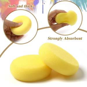 BONNO 24 Stück Gelbe Malschwämme, Runde Synthetische Künstlerschwämme, Aquarellschwämme zum Malen, Basteln, für Keramik und den Heimgebrauch - Product Image 5