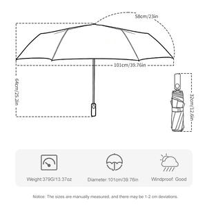 Parapluie pliant automatique portable de haute qualité, compact, en tissu pongé rouge, imperméable, protection solaire et pluie, personnalisable avec logo - Product Image 2