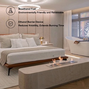 MEISU.CH Design – Insert mural élégant en verre pour foyer à <span class=keywords><strong>bio</strong></span>éthanol, chauffage intérieur sans fumée à combustible réel, cheminée à alcool - Product Image 3