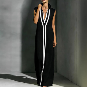 Abito Estivo 2026 Nuovo Modello Europeo Americano con Scollo a V Senza Maniche in Poliestere Vestibilità Slim Fantasia Geometrica per E-commerce Transfrontaliero - Product Image 4